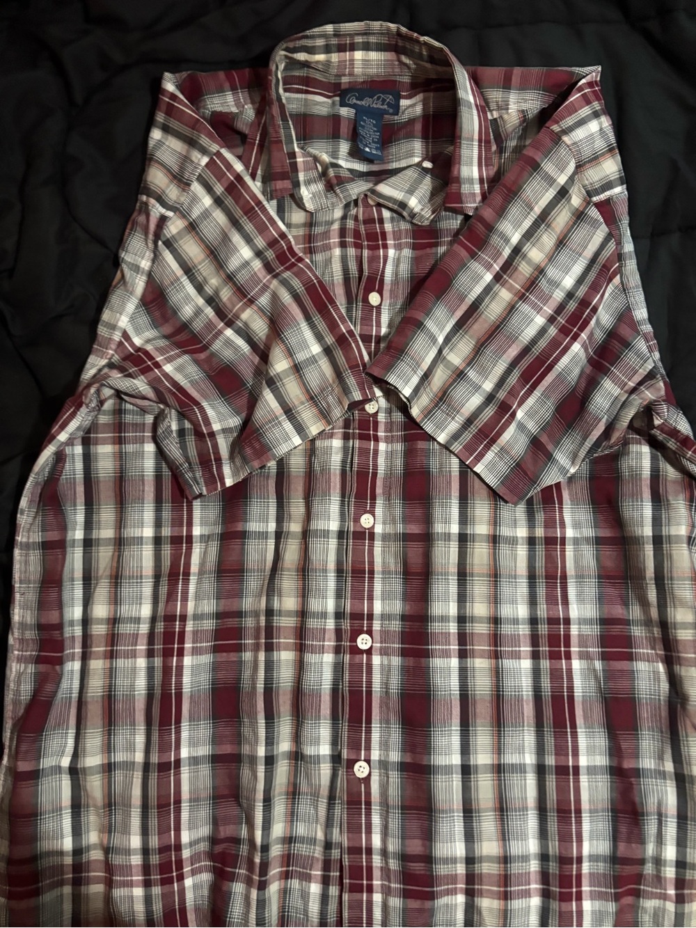 Arnold Palmer Men's Burgundy Plaid Short-Sleeve Shirt